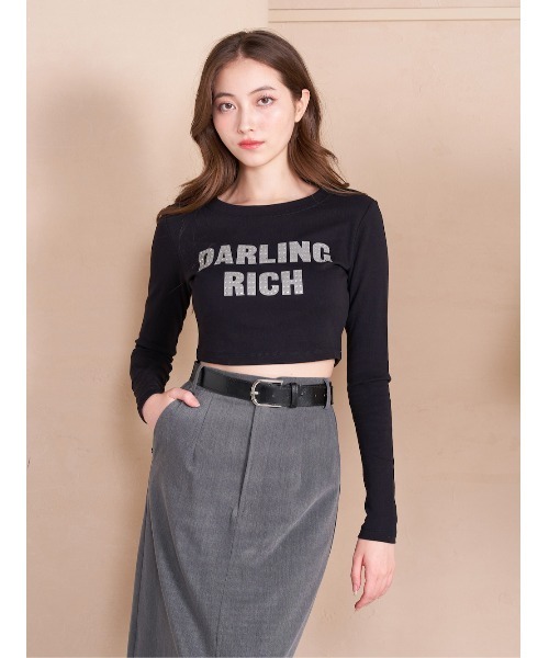 Darich（ダーリッチ）の「デコラティブクロップドロングTシャツ（Tシャツ/カットソー・レディース・ホワイト/ベージュ/ブラック・FREE）」の2枚目の写真