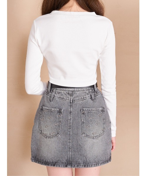 Darich（ダーリッチ）の「デコラティブクロップドロングTシャツ（Tシャツ/カットソー・レディース・ホワイト/ベージュ/ブラック・FREE）」の16枚目の写真