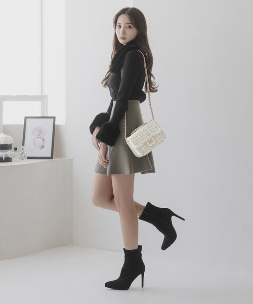 Julia Boutique（ジュリアブティック）の「ツイードデザインチェーンショルダーミニバッグ/23609（ショルダーバッグ・レディース・ホワイト/ブラック・ONE）」の3枚目の写真