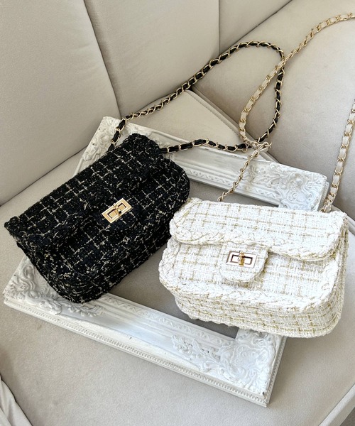 Julia Boutique（ジュリアブティック）の「ツイードデザインチェーンショルダーミニバッグ/23609（ショルダーバッグ・レディース・ホワイト/ブラック・ONE）」の10枚目の写真