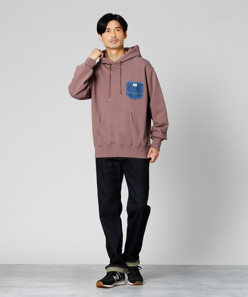 Lee(リー)の「【Lee別注】デニムポケットパーカー(パーカー・メンズ・ピンク・M/XL/L)」の9枚目の写真