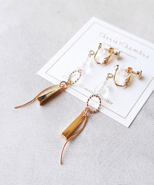 tone(トーン)の「【Cherie+Chambre】Drop Long Earring(イヤリング・レディース・クリア・FREE)」の1枚目の写真