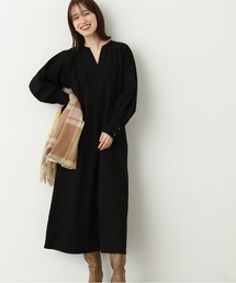 N.（N. Natural Beauty Basic） | 【S Size Line】◆パウダータッチキーネックワンピース(ワンピース)