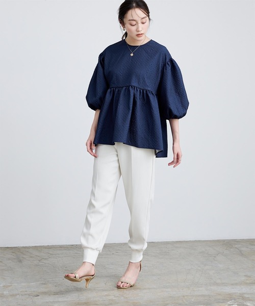 UR'S（ユアーズ）の「ふくれジャガードパイピングトップス（Tシャツ/カットソー・レディース・ブルー系その他/ホワイト/ブラック・S/L/M）」の11枚目の写真