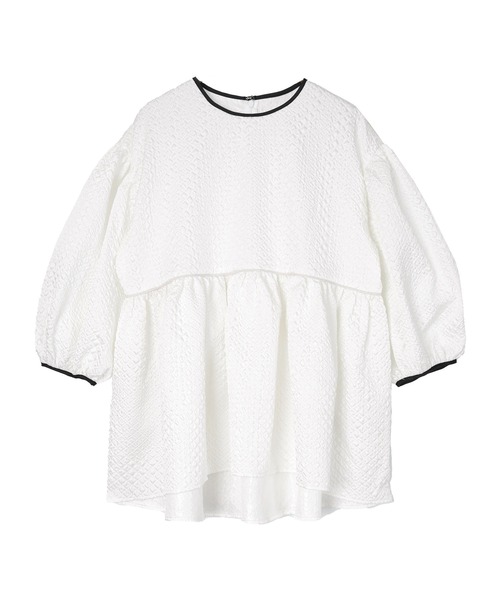 UR'S（ユアーズ）の「ふくれジャガードパイピングトップス（Tシャツ/カットソー・レディース・ブルー系その他/ホワイト/ブラック・S/L/M）」の12枚目の写真