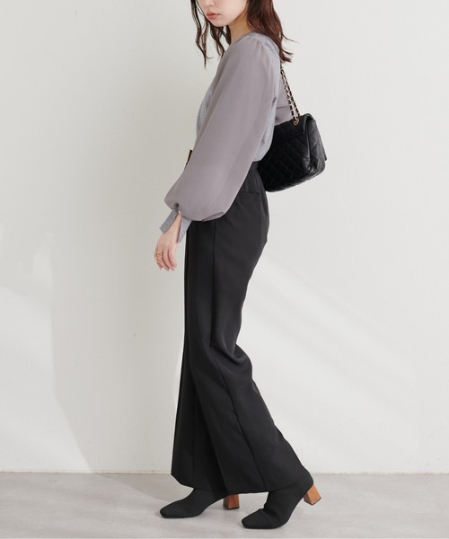 natural couture(ナチュラルクチュール)の「袖シフォンお上品ニット(ニット/セーター・レディース・オフホワイト/パープル/グレー系その他/ブラック・FREE)」の14枚目の写真