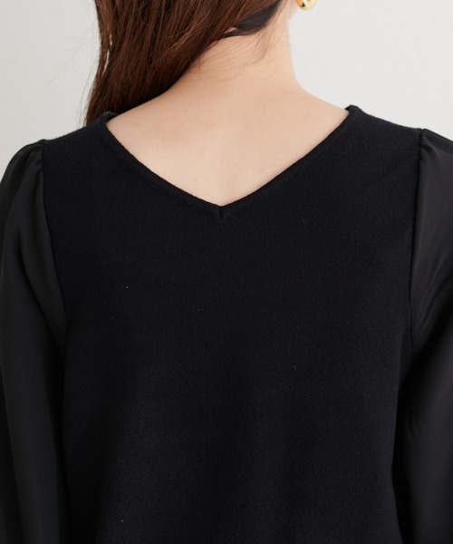 natural couture(ナチュラルクチュール)の「袖シフォンお上品ニット(ニット/セーター・レディース・オフホワイト/パープル/グレー系その他/ブラック・FREE)」の16枚目の写真
