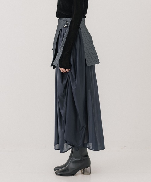 PUBLIC TOKYO フェアウェザーサーキュラースカート ロングサーキュラースカート シャンタン パープル J2716pu