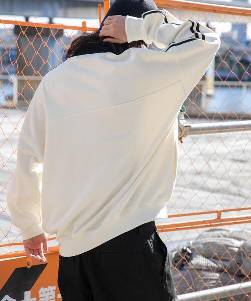 WEGO（ウィゴー）の「WEGO/ヘビーウエイトラインスリーブプルオーバー（スウェット・メンズ・杢グレー/オフホワイト/ブラック・LARGE/MEDIUM）」の14枚目の写真