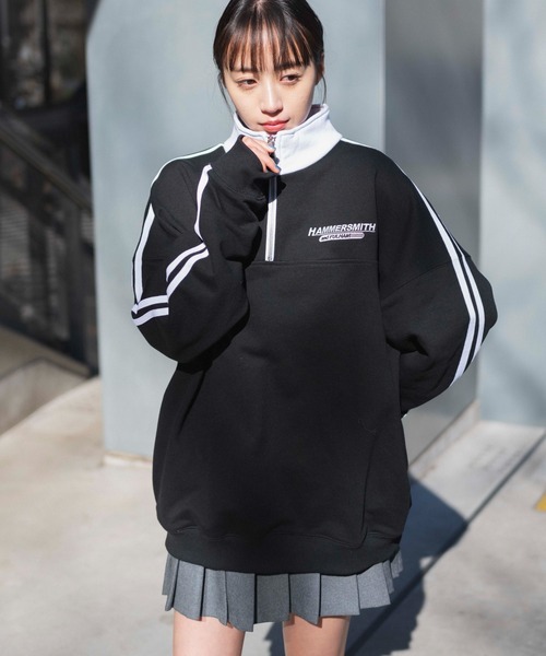 WEGO（ウィゴー）の「WEGO/ヘビーウエイトラインスリーブプルオーバー（スウェット・メンズ・杢グレー/オフホワイト/ブラック・LARGE/MEDIUM）」の2枚目の写真