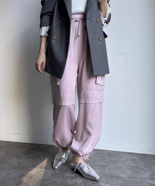 DouDou（ドゥドゥ）の「テンセルバイオカーゴパンツ（カーゴパンツ・レディース・ピンク/カーキ/グレイッシュベージュ・FREE）」の3枚目の写真