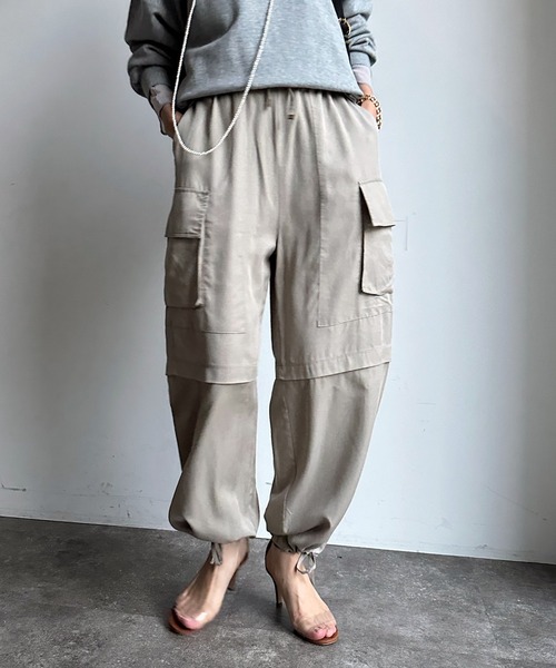 DouDou（ドゥドゥ）の「テンセルバイオカーゴパンツ（カーゴパンツ・レディース・ピンク/カーキ/グレイッシュベージュ・FREE）」の2枚目の写真