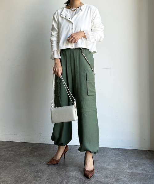 DouDou（ドゥドゥ）の「テンセルバイオカーゴパンツ（カーゴパンツ・レディース・ピンク/カーキ/グレイッシュベージュ・FREE）」の13枚目の写真