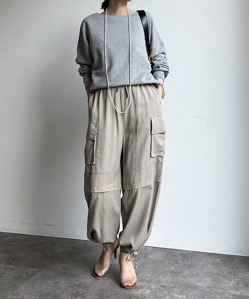 DouDou（ドゥドゥ）の「テンセルバイオカーゴパンツ（カーゴパンツ・レディース・ピンク/カーキ/グレイッシュベージュ・FREE）」の4枚目の写真