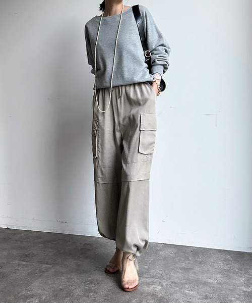 DouDou（ドゥドゥ）の「テンセルバイオカーゴパンツ（カーゴパンツ・レディース・ピンク/カーキ/グレイッシュベージュ・FREE）」の5枚目の写真