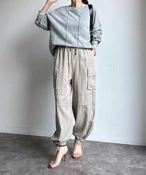 DouDou（ドゥドゥ）の「テンセルバイオカーゴパンツ（カーゴパンツ・レディース・ピンク/カーキ/グレイッシュベージュ・FREE）」の7枚目の写真