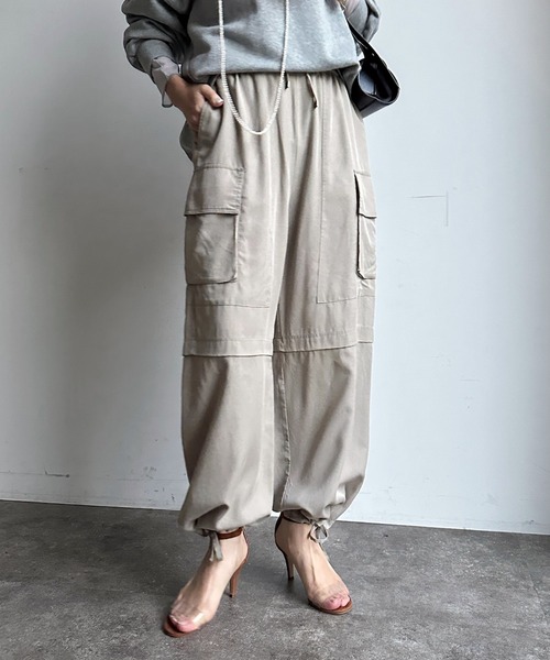 DouDou（ドゥドゥ）の「テンセルバイオカーゴパンツ（カーゴパンツ・レディース・ピンク/カーキ/グレイッシュベージュ・FREE）」の10枚目の写真