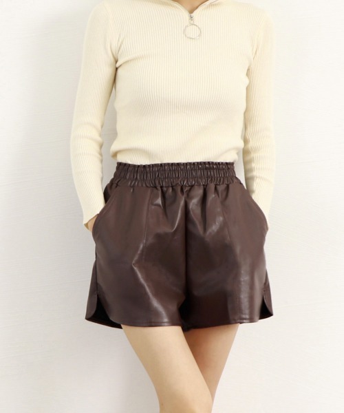 Miniministore(ミニミニストア)の「PUレザー ショートパンツ レディース(その他パンツ・レディース・ブラウン/ブラック/ダークグレー・S/M/XL/L)」の8枚目の写真
