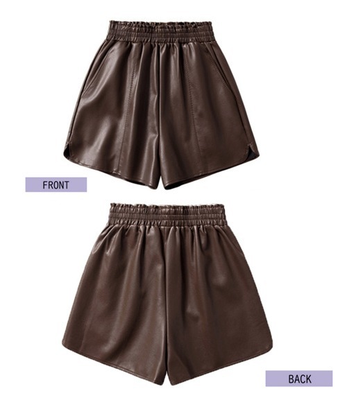 Miniministore(ミニミニストア)の「PUレザー ショートパンツ レディース(その他パンツ・レディース・ブラウン/ブラック/ダークグレー・S/M/XL/L)」の5枚目の写真