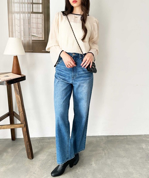 超美品❣️【鎌倉オルテンシア】麻100% 配色パイピング　カッコいいリネンブラウス 超美品❣️【鎌倉オルテンシア】麻100% 配色パイピング カッコ