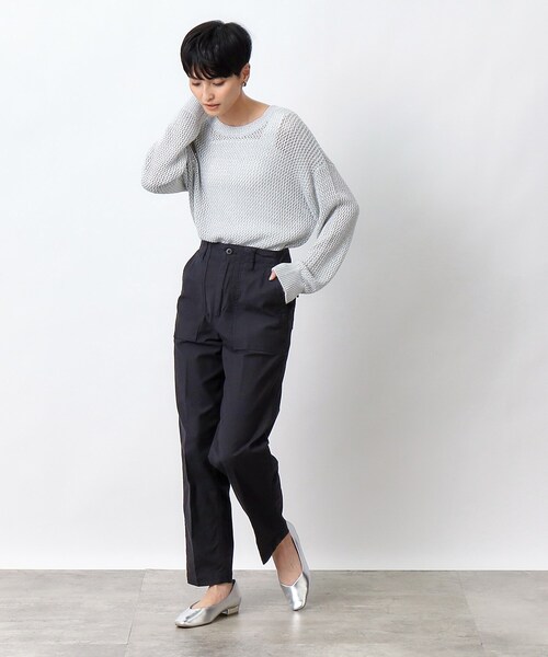 OPAQUE.CLIP（オペークドットクリップ）の「オーガニックコットン混 ベイカーパンツ（その他パンツ・レディース・オフホワイト/ブラック/カーキ・40/38/42/36/34/02/03）」の9枚目の写真