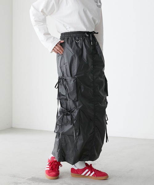 forksy.（フォルクシー）の「【forksy.】ナイロンリボンカーゴスカート  