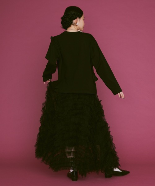 manana suerte（マニャーナスエルテ）の「チュールレースボリュームロングスカート（スカート・レディース・ブラック・FREE）」の8枚目の写真