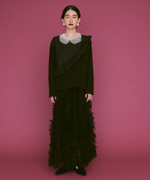 manana suerte（マニャーナスエルテ）の「チュールレースボリュームロングスカート（スカート・レディース・ブラック・FREE）」の5枚目の写真