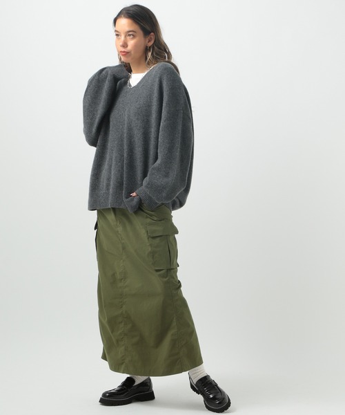 BAYFLOW（ベイフロー）の「[ストレッチ性抜群♪体型カバーもできる]ドロストカーゴスカート（スカート・レディース・ライトグレー/カーキ/ブラック/ブラウン/ライトグレー系・SMALL/X-SMALL/MEDIUM）」の11枚目の写真