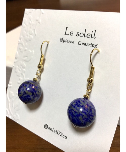 tone(トーン)の「【Le soleil】大ぶり ラピスラズリピアス(MA)(ピアス(両耳用)・レディース・ブルー系・FREE)」の2枚目の写真