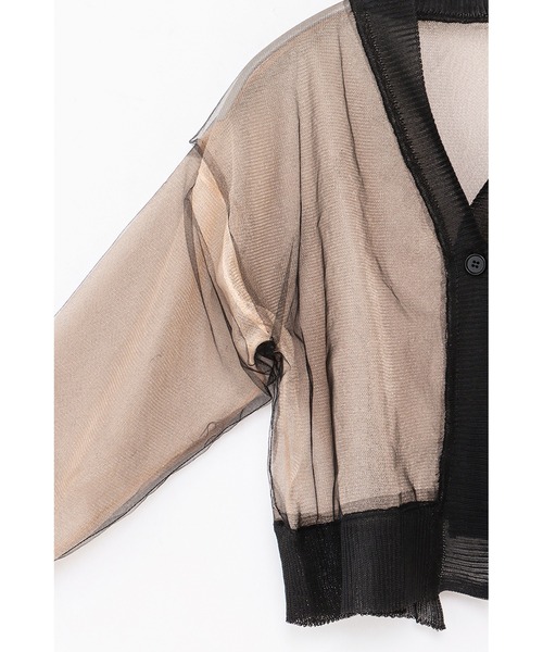 AULA AILA(アウラアイラ)の「シアーニットカーディガン(カーディガン/ボレロ・レディース・ブラック/ピンク/イエロー×グリーン・0)」の8枚目の写真