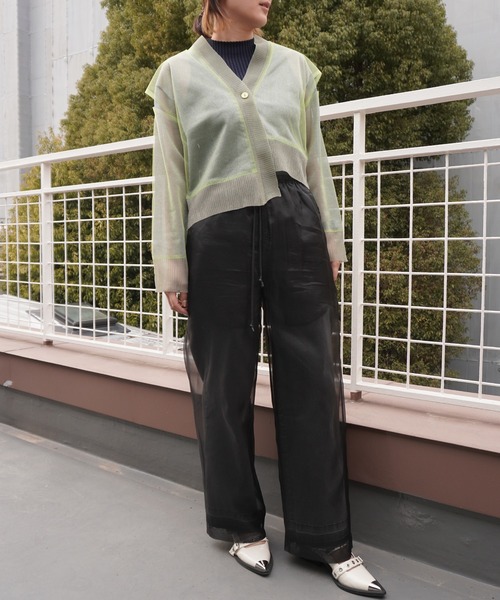 AULA AILA(アウラアイラ)の「シアーニットカーディガン(カーディガン/ボレロ・レディース・ブラック/ピンク/イエロー×グリーン・0)」の19枚目の写真