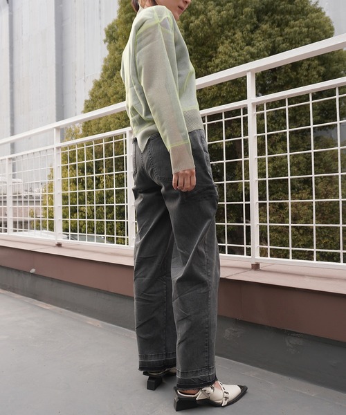 AULA AILA(アウラアイラ)の「シアーニットカーディガン(カーディガン/ボレロ・レディース・ブラック/ピンク/イエロー×グリーン・0)」の21枚目の写真