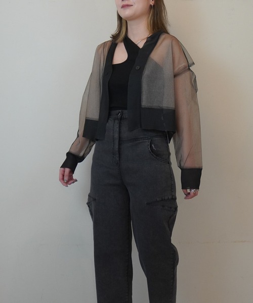 AULA AILA(アウラアイラ)の「シアーニットカーディガン(カーディガン/ボレロ・レディース・ブラック/ピンク/イエロー×グリーン・0)」の7枚目の写真