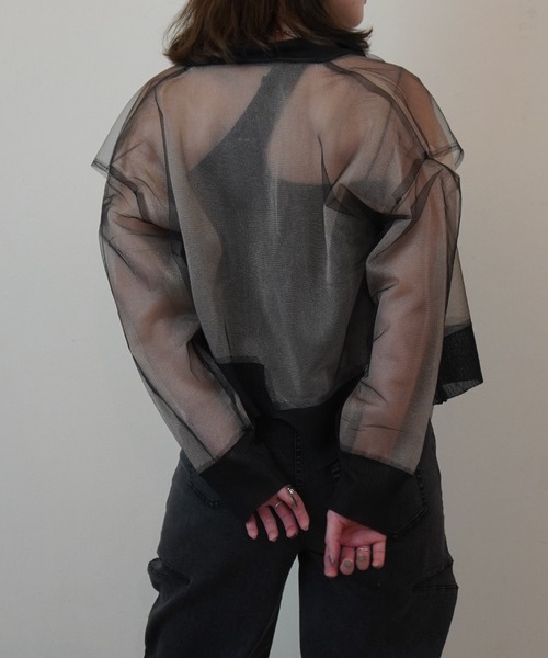 AULA AILA(アウラアイラ)の「シアーニットカーディガン(カーディガン/ボレロ・レディース・ブラック/ピンク/イエロー×グリーン・0)」の5枚目の写真