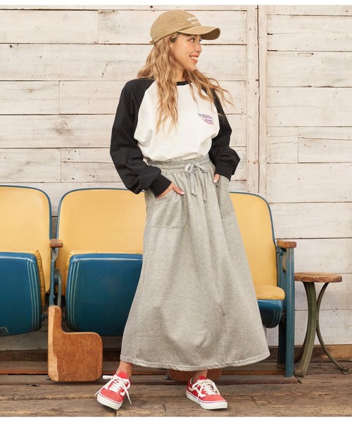 anap mimpi（アナップミンピ）の「ユッタリミディアムロングスカート（スカート・レディース・ブラック/ライトグレー・FREE）」の12枚目の写真