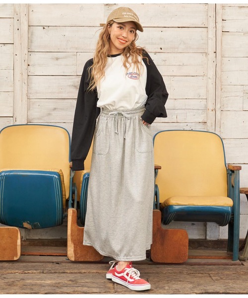 anap mimpi（アナップミンピ）の「ユッタリミディアムロングスカート（スカート・レディース・ブラック/ライトグレー・FREE）」の14枚目の写真