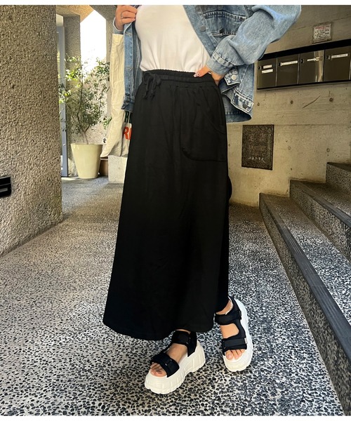 anap mimpi（アナップミンピ）の「ユッタリミディアムロングスカート（スカート・レディース・ブラック/ライトグレー・FREE）」の21枚目の写真