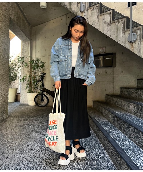 anap mimpi（アナップミンピ）の「ユッタリミディアムロングスカート（スカート・レディース・ブラック/ライトグレー・FREE）」の20枚目の写真