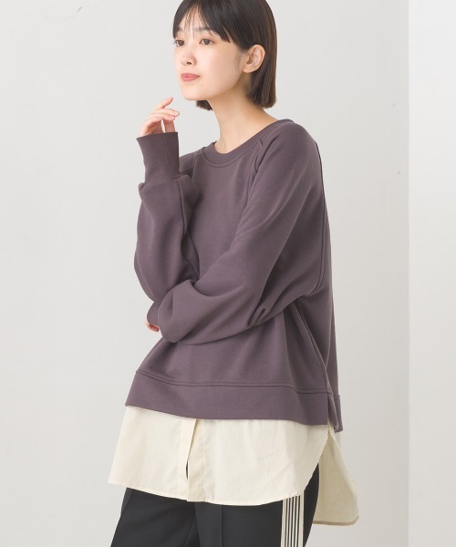 裏毛レイヤード風長袖プルオーバー（Tシャツ/カットソー
