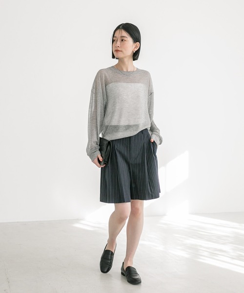 RIVE DROITE(リヴドロワ)の「セットアップ対応/リネンハーフパンツ(その他パンツ・レディース・ネイビー/グレー・38/36)」の4枚目の写真
