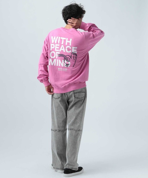 BAYFLOW（ベイフロー）の「SUNSETプリントインレイスウェット（スウェット・メンズ・オフホワイト/ブルー/ピンク/チャコール・LARGE/MEDIUM）」の5枚目の写真