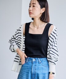 coen | カップ付きテレコスクエアタンクトップ(Tシャツ/カットソー)