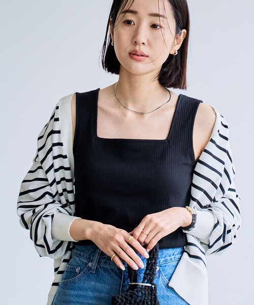 coen(コーエン)の「カップ付きテレコスクエアタンクトップ(Tシャツ/カットソー・レディース・オフホワイト/ブラック/モカ/ネイビー・M/L)」の19枚目の写真