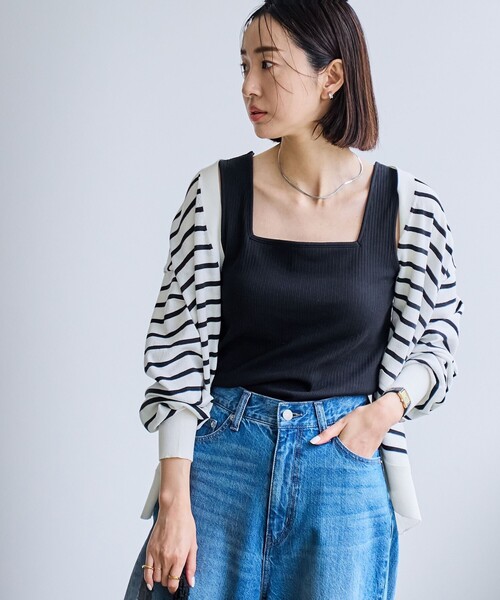 coen(コーエン)の「カップ付きテレコスクエアタンクトップ(Tシャツ/カットソー・レディース・オフホワイト/ブラック/モカ/ネイビー・M/L)」の20枚目の写真