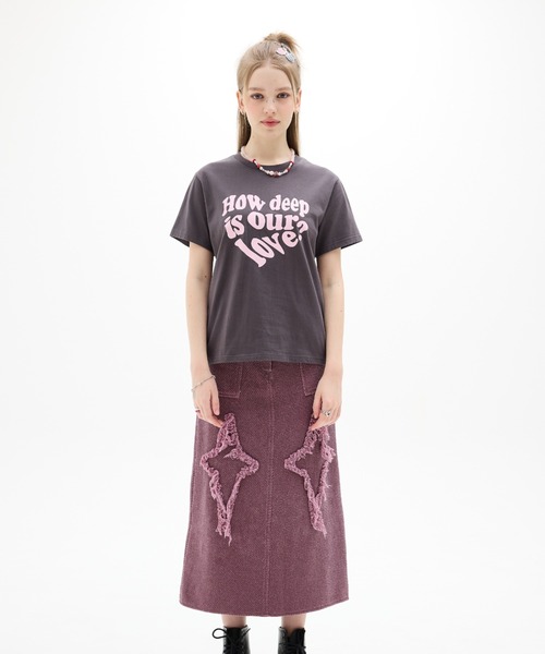 LUVISTRUE(ラヴイズトゥルー)の「DN LUV TEE(Tシャツ/カットソー・レディース・ネイビー/チャコールグレー・FREE)」の11枚目の写真