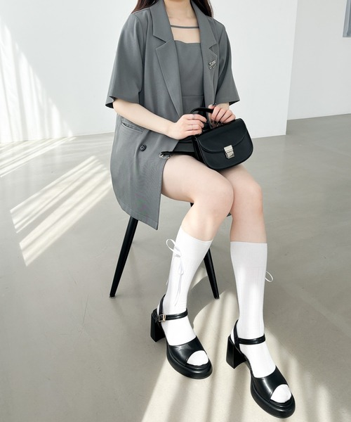 Heather（ヘザー）の「細リボンリブSOX　109490（ソックス/靴下・レディース・ブラック/ホワイト・FREE）」の9枚目の写真