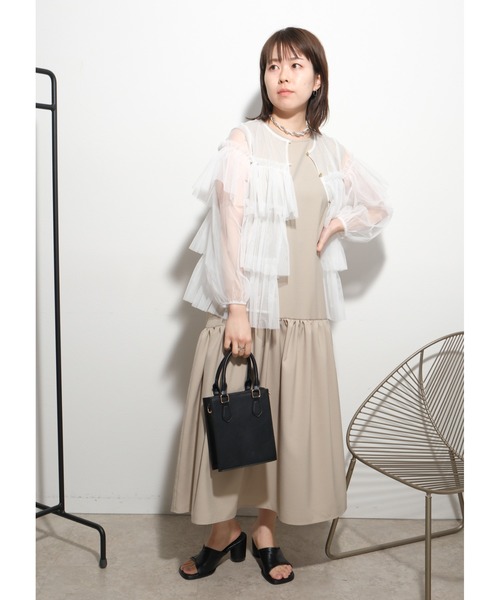 palm RICHE(ポームリシュ)の「チュールTOPS(Tシャツ/カットソー・レディース・オフホワイト/ブラック/グレー・M)」の11枚目の写真