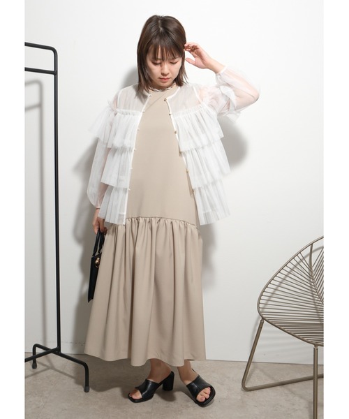 palm RICHE(ポームリシュ)の「チュールTOPS(Tシャツ/カットソー・レディース・オフホワイト/ブラック/グレー・M)」の12枚目の写真