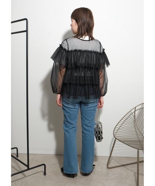 palm RICHE(ポームリシュ)の「チュールTOPS(Tシャツ/カットソー・レディース・オフホワイト/ブラック/グレー・M)」の18枚目の写真